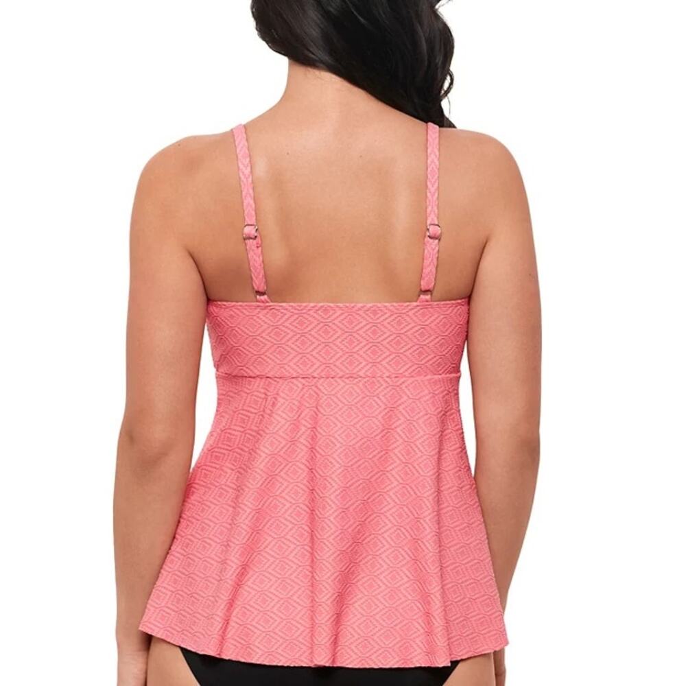 Swim Solutions Women's Textured Underwire Tankini Top In Guava Pink - Picture 2 of 5